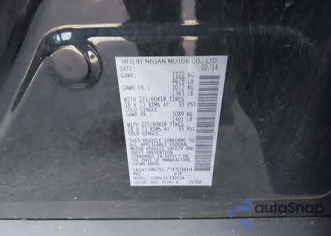 2014 Nissan Rogue Sl z USA, uszkodzony, nr VIN 5N1AT2MV7EC795904